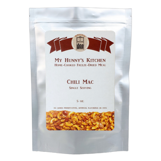 Chili Mac Freeze Dried Meal packaging front view