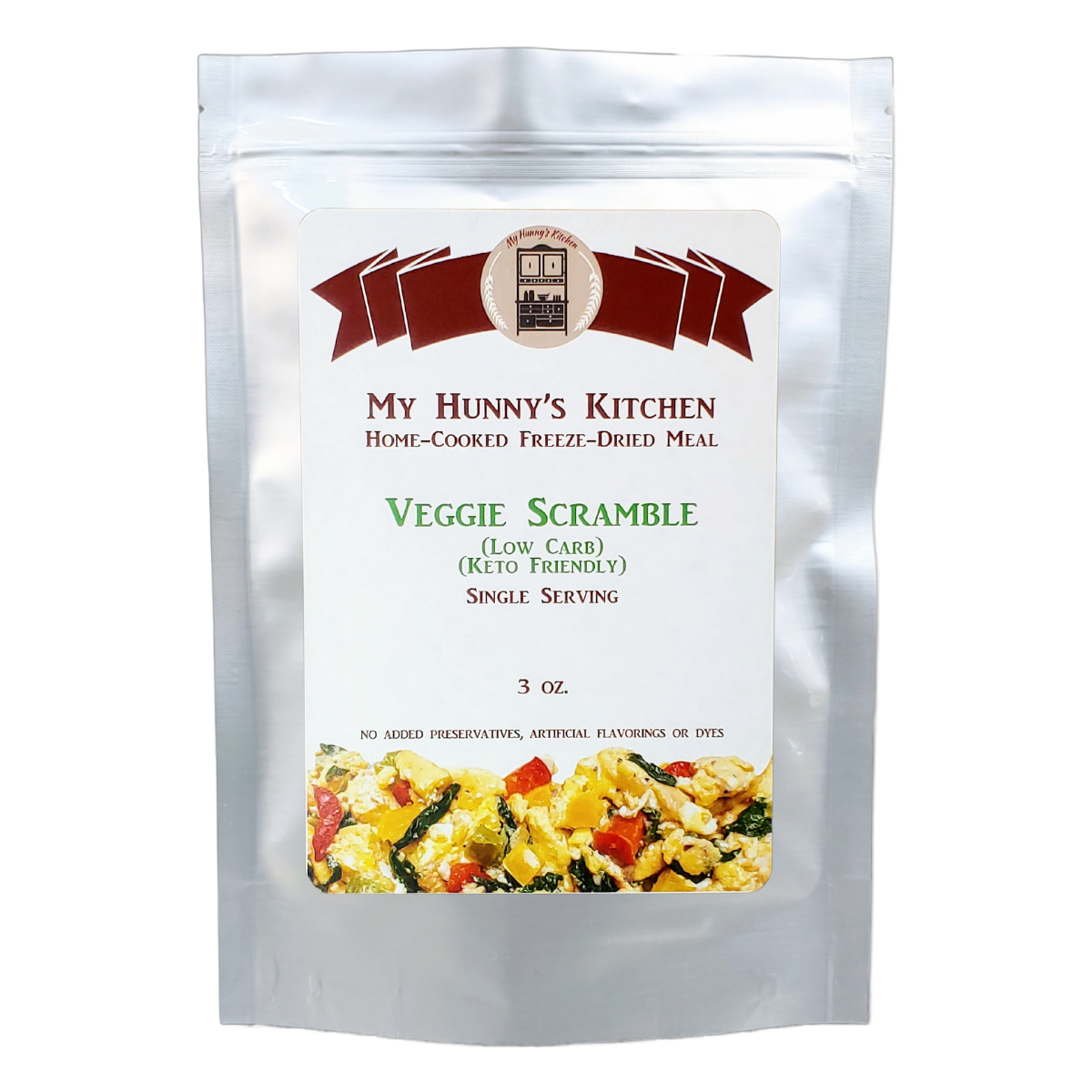 Keto Veggies Scramble Freeze Dried Meal packaging front view