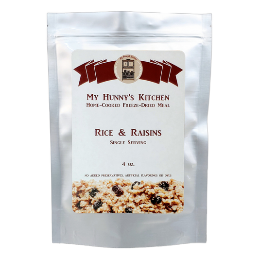 Rice and Raisins Freeze Dried Meal packaging front view
