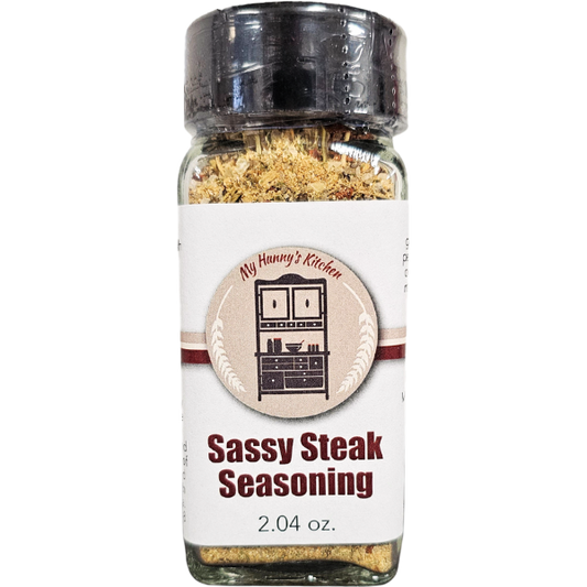 Sassy Steak Seasoning Spice container front 2.04 oz